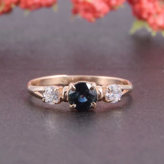 Кольцо из красного золота с топазом London Blue 14.5 | Зображення 3