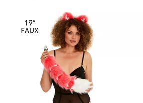 Анальний хвіст зі стрічкою без пробки, Яскраво-рожевий з білим кінчиком, OKOVA 50 см. Sex Aura