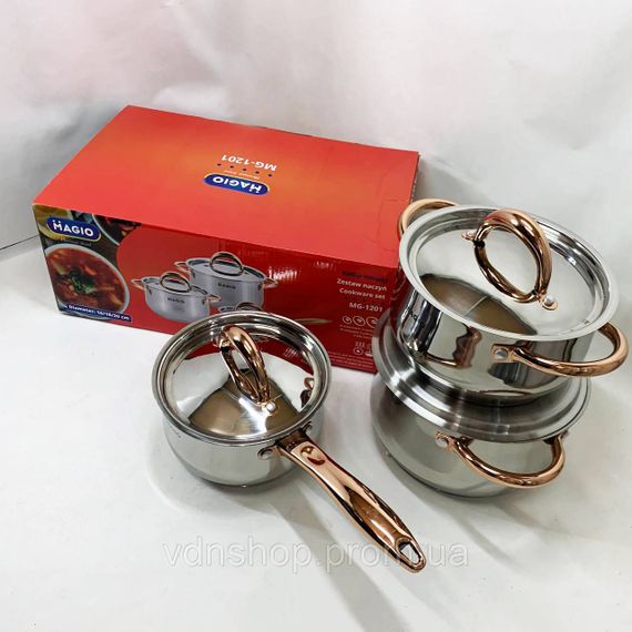 Набор кастрюль с инновационным антипригарным покрытием MAGIO MG-1201 6 шт, Хороший набор кастрюль NG-49 | Зображення 6