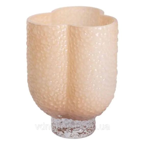 Ваза декоративна 18.5х16х25 см для квітів скляна фігурна ваза з кольорового скла 3 л Бежева HP-10-30