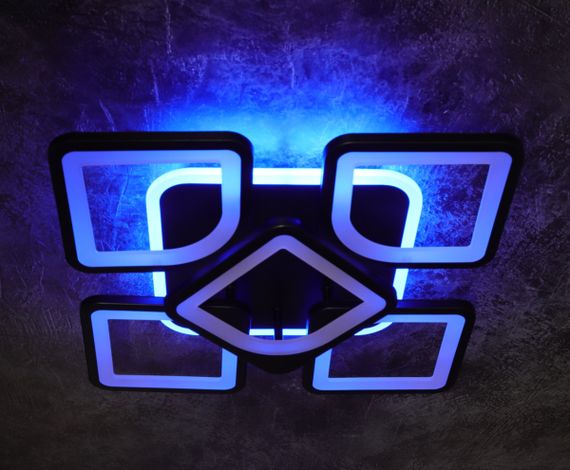 Люстра світлодіодна стельова LED світильник для квартири на стелю лед з пультом 25726 Чорний 11х40х40 см. | Зображення 6