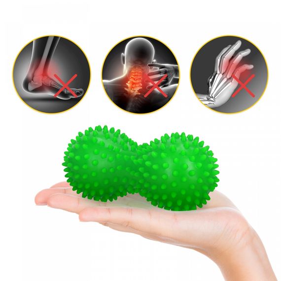 Масажний м'яч подвійний з шипами 4FIZJO Spike+ 7 x 16 см Green (P-5905973403351) | Зображення 4