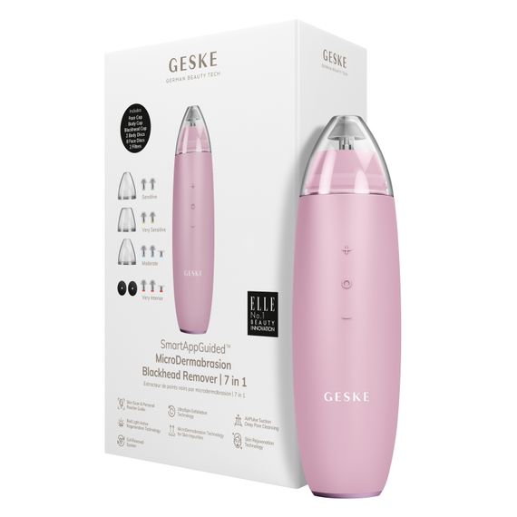 Микродермабразийное устройство для удаления черных точек GESKE MicroDermabrasion Blackhead Remover 7в1 starlight, Розовый