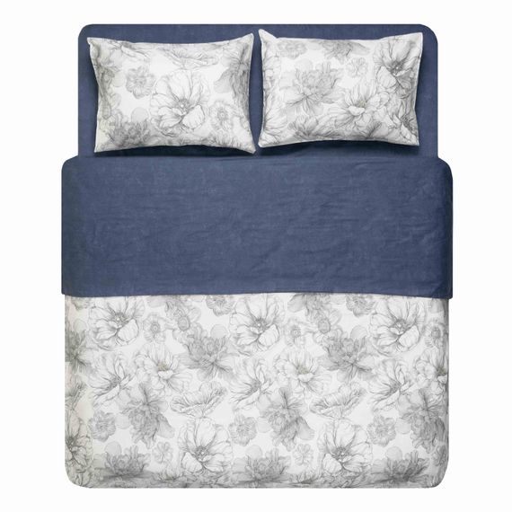 Набір постільної білизни 1,5сп Ardesto Gloria, 160х220см, 100% бавовна, сатин, півонія, синій (ART1622PD)