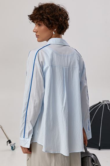 Класична сорочка з контрастними вставками в комплекті з майкою - блакитний цвет, ONE SIZE (є розміри) | Зображення 1