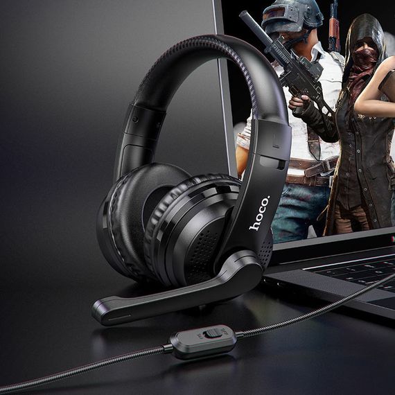 Накладні навушники Hoco W103 Magic Tour Gaming (3.5mm/1.2m) Чорний | Зображення 4
