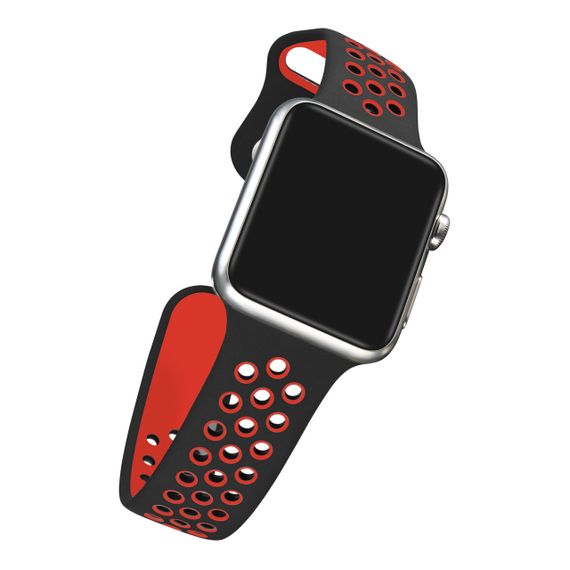 Спортивный ремешок с перфорацией Primo для Apple Watch 38mm / 40mm / 41mm размер S - Black&Red | Зображення 3
