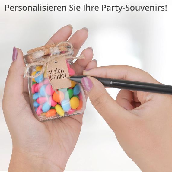 Баночки скляні з корком 100 мл, 23 шт, прозорі з етикетками та мотузкою, для солодощів, меду, йогурту свічок спецій банки маленькі | Зображення 4