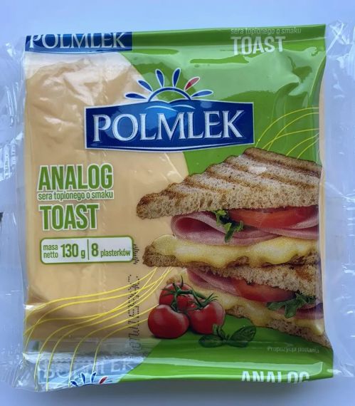 Cыр порционный тостовый Polmlek Toast (Тостовый), 130 г, Польша, плавленный сыр для тостов