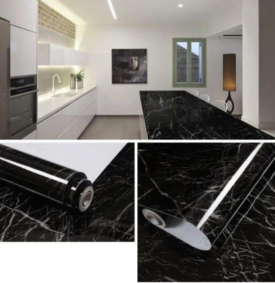 Самоклеящаяся пленка Supretto Мрамор 5Mх0. 60M Черная | Зображення 3