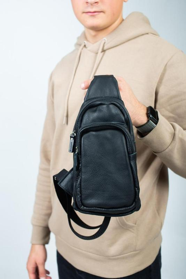 Сумка слінг для чоловіків, Чоловічі сумки через плече, Шкіряна сумка крос-боді крос-боді гладка DC-33 | Зображення 4