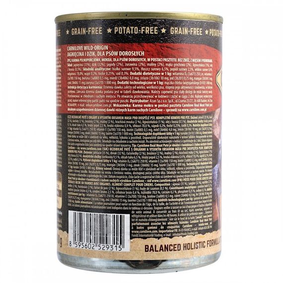 Корм вологий Carnilove Dog k консерви для собак з ягням і кабаном 400 г | Зображення 2