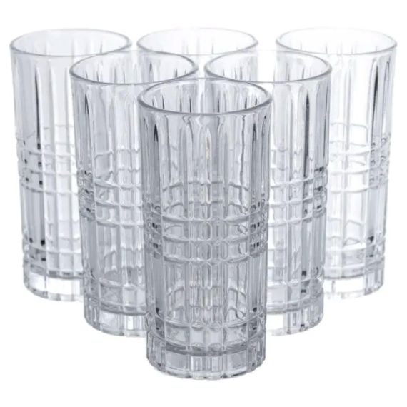 Набір склянок Geometric Glass 6 штук по 300 мл з рельєфним візерунком HP-17-3