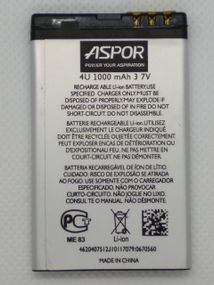 Акумулятор Aspor for Nokia 3120/5250/5530 Asha 206/305/306/308/309 BL-4U 1000mAh