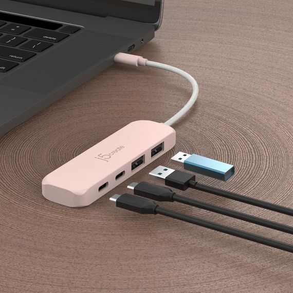 Хаб J5create JCH342ER-N Type-C на 2 USB-A/2 USB-C, червоний | Зображення 4