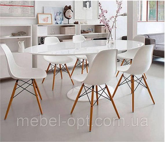 Стілець Сота білий перфорований пластик на дерев'яних ніжках, дизайн Charles Eames DSW | Зображення 7