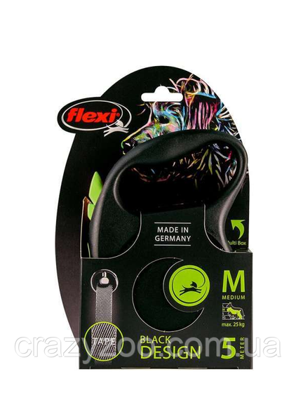 Повідець-рулетка Flexi Black Design M до 20 кг 5 м Зелений | Зображення 1