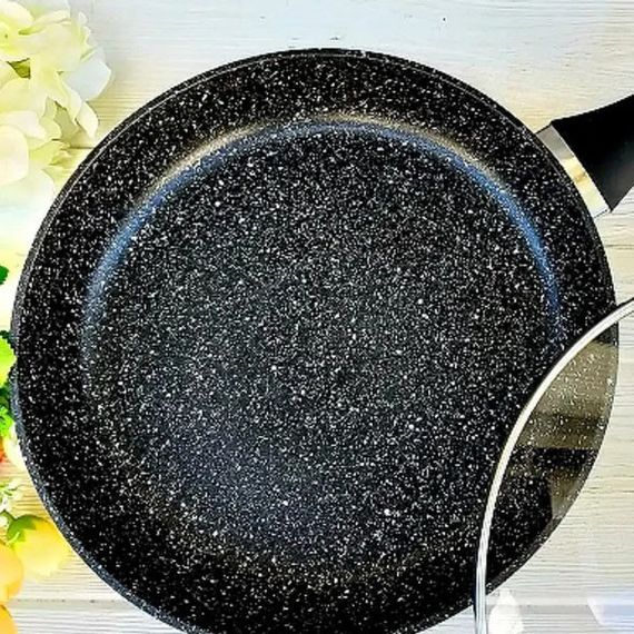 Сковорода UNIQUE UN-5151 антипригарне гранітне покриття 18 см темний мармур | Зображення 1