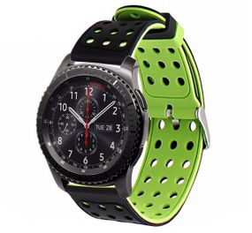Двухсторонний ремешок с перфорацией для часов Samsung Gear S3 Classic SM-R770 / Frontier RM-760 Black&Green