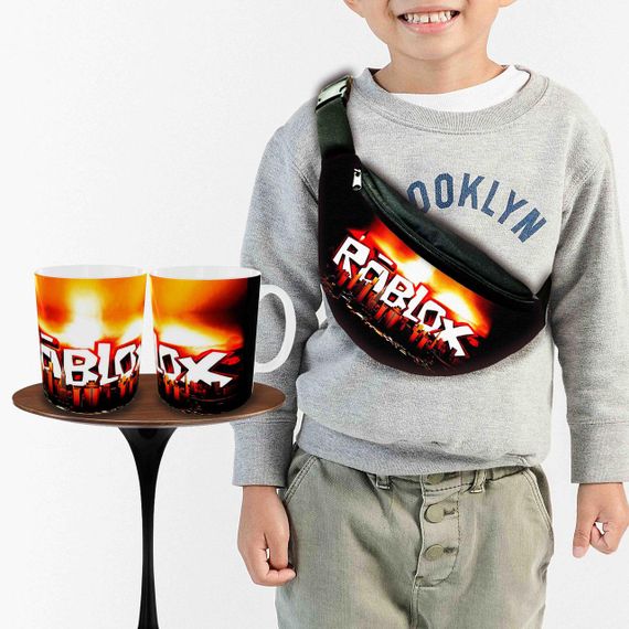 Подарунковий набір: Сумка-бананка + Кружка Роблокс "Roblox", дитячий, для хлопчика (00233)