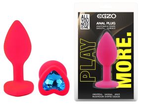 Силіконова анальна пробка EGZO - Silicone Pink Heart Plug Blue, size S Sex Aura