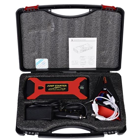 Пускозарядний пристрій червоний JUMP STARTER JX27 WITH PUMP 99800 мАг • Автомобільний стартовий блок з компресором та зарядкою | Зображення 3