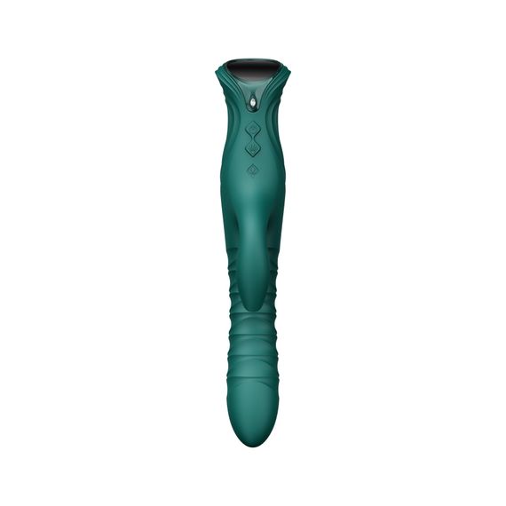 Смарт пульсатор-кролик з вібрацією Zalo Mose 2 Turquoise Green, підігрів до 42 °C, кристал Swarovski | Зображення 4