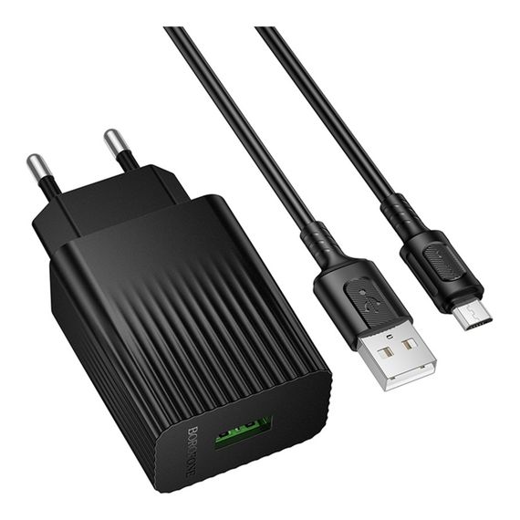 Сетевое Зарядное Устройство Borofone BAS72A 1USB QC 18W+USB to Micro | Зображення 4