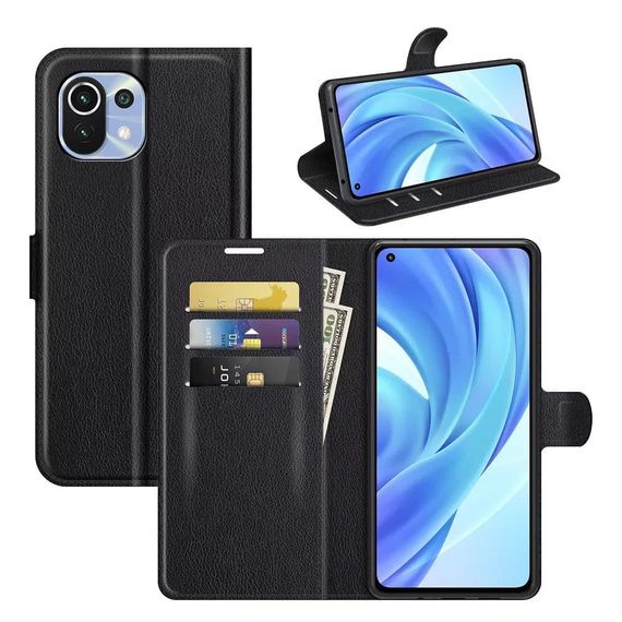 Чохол книжка з кишенями для карт на Xiaomi Mi 11 lite колір Чорний