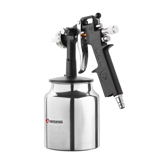 Фарбопульт пневматичний HP, форсунка 1.5 мм, нижній металевий бачок 1000 мл.,5бар INTERTOOL PT-02111 | Зображення 3