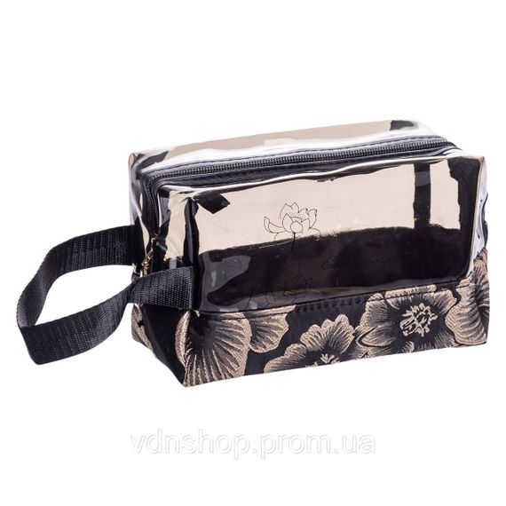 Набір прозорих жіночих косметичок для дому 2 (шт) дорожня косметичка в сумку для косметики, макіяжу, ліків, пензлів Чорний | Зображення 5