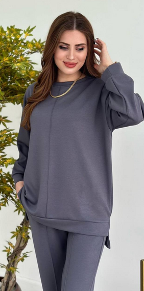 Жіночий спортивний костюм прогулянковий світшот і штани SG953 колір сірий, розмір 50/52 | Зображення 2