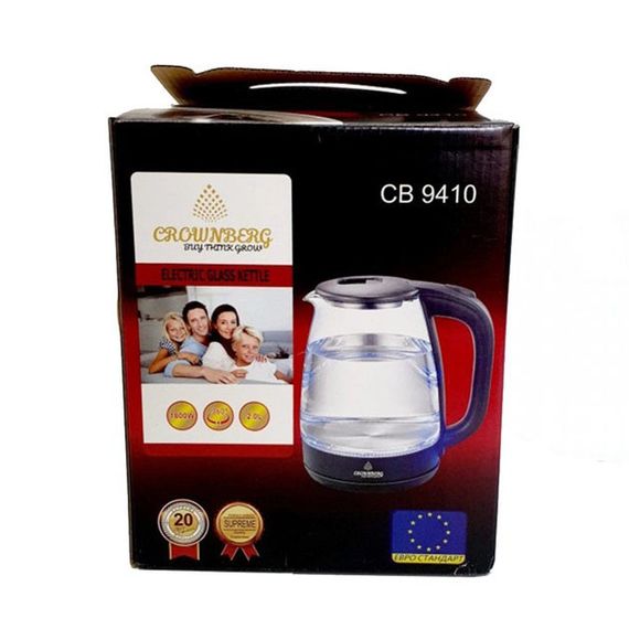 Електричний скляний чайник Crownberg CB-9410. Колір блакитний | Зображення 3