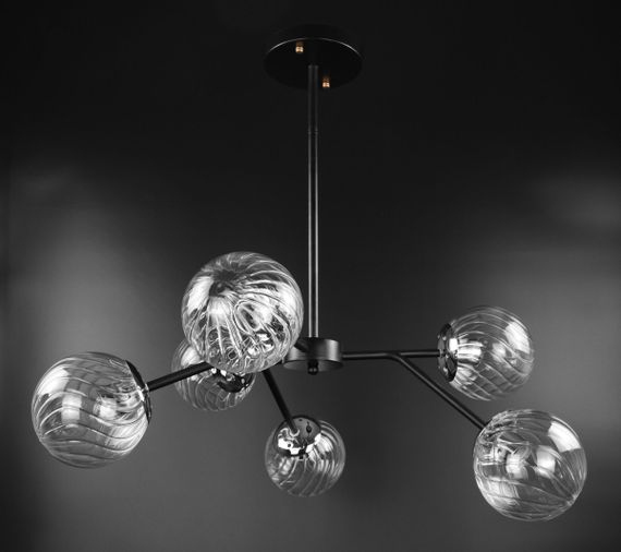 Люстра стельова на 6 лампочок 26493 Чорний 25-63х65х65 см. | Зображення 1