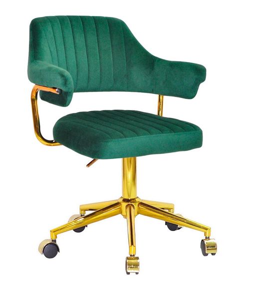 Крісло Jeff GD-Modern Office велюр зелений B-1036, золота нога-хрестовина модерн із колесиками | Зображення 5