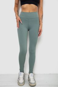 Лосины однотонные в рубчик утепленные на флисе, цвет оливковый, 238R605