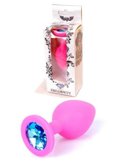 Анальна пробка - Jewellery Silicone Pink Plug M Light Blue Sex Aura