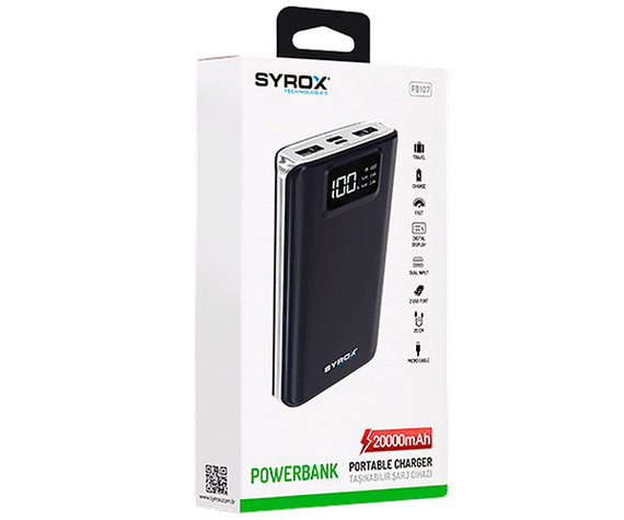 Зовнішній акумулятор Power Bank Syrox PB107-White 20000 mAh з LED-дисплеєм білий (PB107-White_1088) | Зображення 5