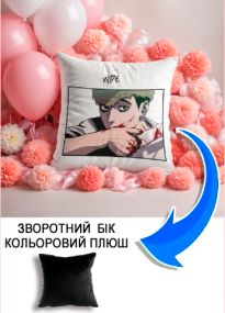 Подушка плюшева Мерч Крафт Дизайн з принтом аніме вбити сталкера чорний плюш квадратна 33х33 см