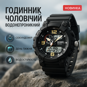 Стильные армейские часы SKMEI, Мужские спортивные часы с гарантией Водонепроницаемые для рыбалки HS-95
