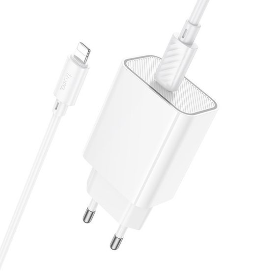 СЗУ Hoco C143A Benefit PD20W (1USB-C) + кабель Type-C to Lightning White | Зображення 4