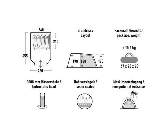 Намет чотиримісний High Peak Torri 4.0 Dark Grey/Green (11803) | Зображення 1