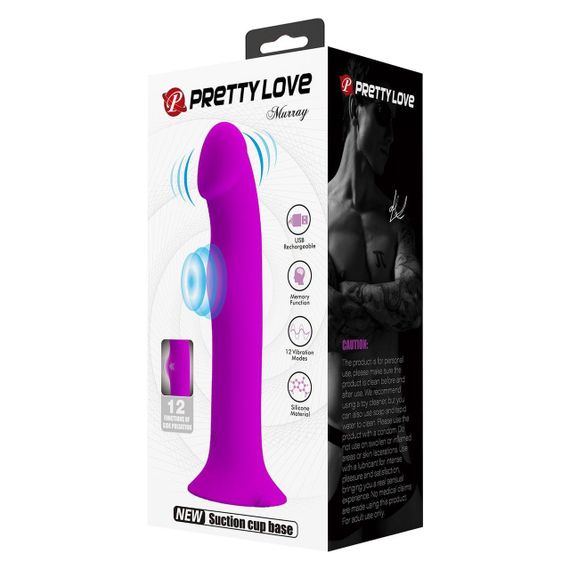 Вибратор PRETTY LOVE Murray PURPLE, 12 vibration functions 12 pulse wave settings Suction base Sex Aura | Зображення 1