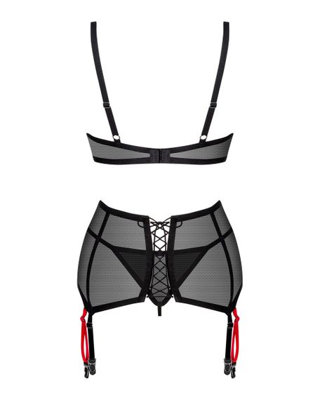 Комплект с поясом для чулок Obsessive Glandez garter belt set Черный XS/S | Зображення 4