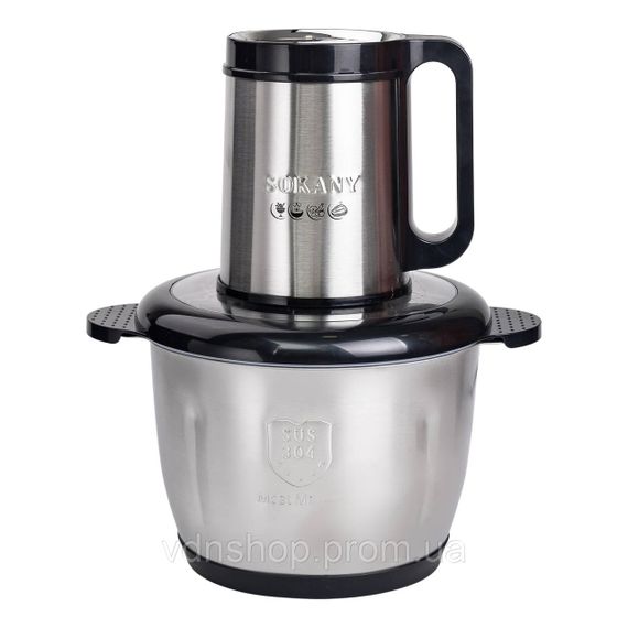 Чопер подрібнювач 800 Вт 4 леза з чашею на 2,5 літри м'ясорубка Sokany SK-06026 | Зображення 1