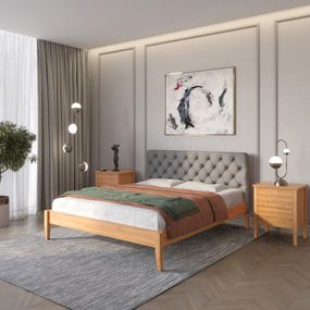 Двоспальне дерев&#039;яне ліжко Mebigrand Рим ДК Вільха/Аляска 93 (Сірий) Б3 180х200 см (MBG-5367)