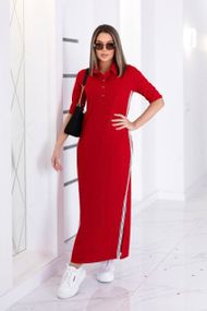 Женское спортивное платье длинное с разрезами MN141 цвет красный, размер 58/60