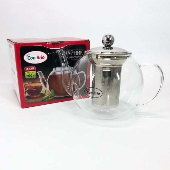 Заварювальний чайник Con Brio 1 л CB-6310, Чайник самовар скляний, Ексклюзивні чайники для заварювання. | Зображення 4