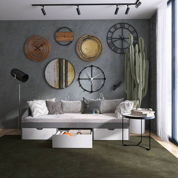 Ліжко односпальне з ящиками Еверест Комфорт 3 193х84х59  см Графіт/Німфея Альба (EVR-5736) | Зображення 3