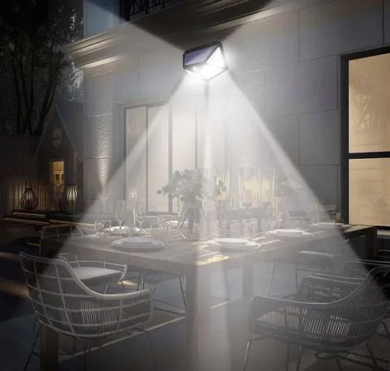 Уличный настенный светильник Lesko SH-100 на солнечной батарее с датчиком движения 100 LED диодов | Зображення 3